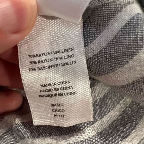 Rails Brooklyn Linen Blend Grey and White Striped Cropped Jumpsuit Size S - Picture 10 of 11